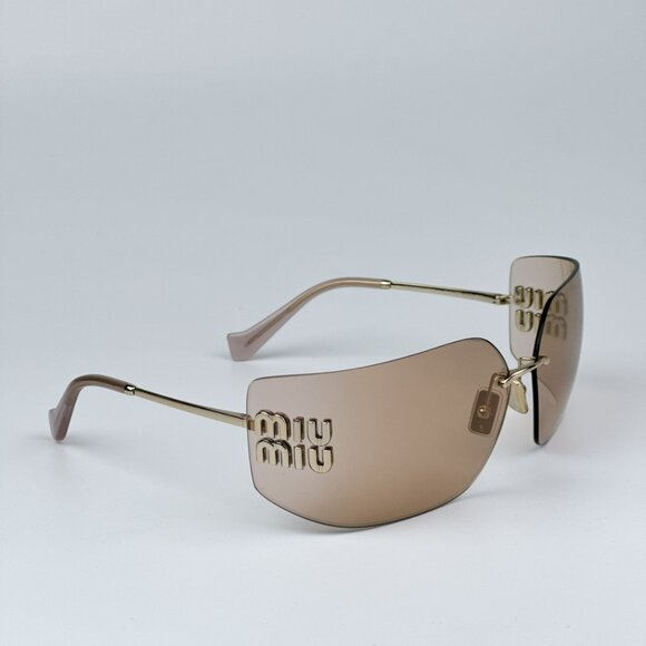 Miu Miu MU54YS ZVN20F BRAND NEW Sunglassses Pink Mirror Wraparound Rimless Women